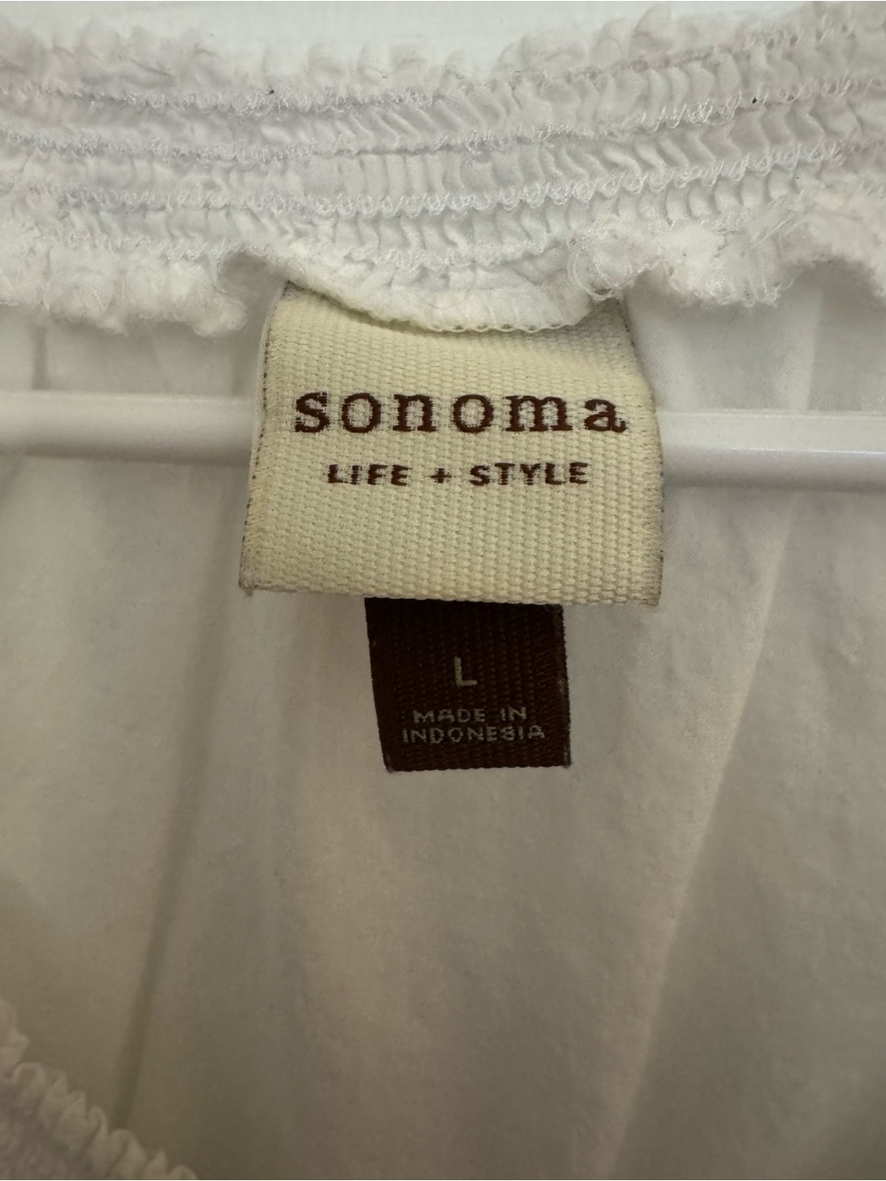 Sonoma White Short Sleeve Button Front Embroidered Blouse - Picture 2 of 3